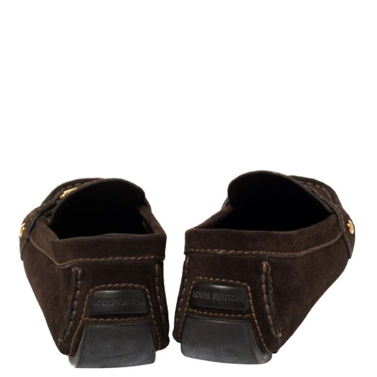 Pre Owned Louis Vuitton Brown Suede Monte Carlo Loafers Size 37