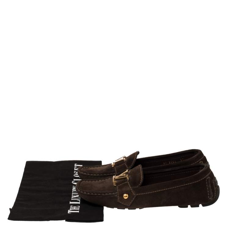 Pre Owned Louis Vuitton Brown Suede Monte Carlo Loafers Size 37