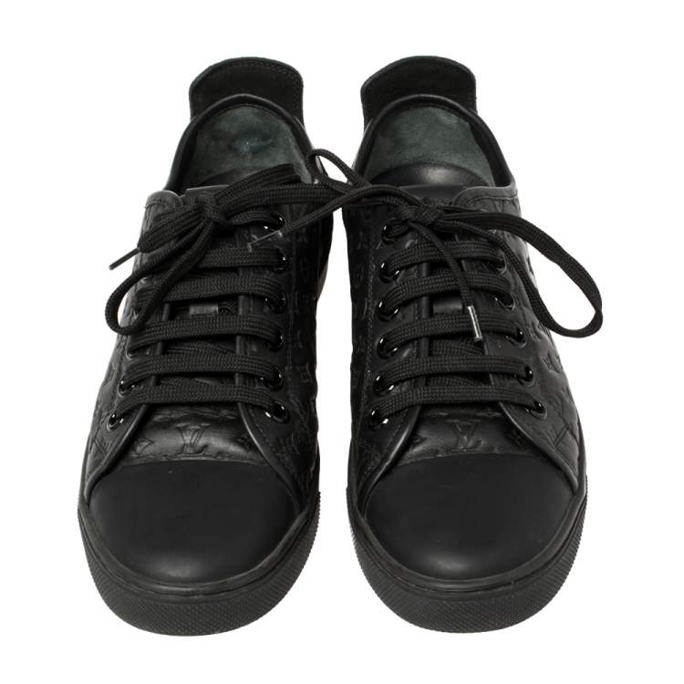 Pre Owned Louis Vuitton Black Monogram Empreinte Leather And Suede Low Top Sneakers Size 37