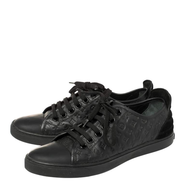Pre Owned Louis Vuitton Black Monogram Empreinte Leather And Suede Low Top Sneakers Size 37