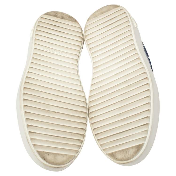 Pre Owned Louis Vuitton Blue/White Patent Monogram Canvas Escale Time Out Sneakers Size 38