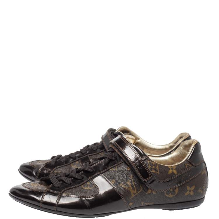 Pre Owned Louis Vuitton Monogram Canvas and Pattern Leather Sneakers Size 38.5