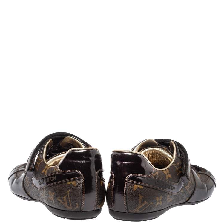 Pre Owned Louis Vuitton Monogram Canvas and Pattern Leather Sneakers Size 38.5