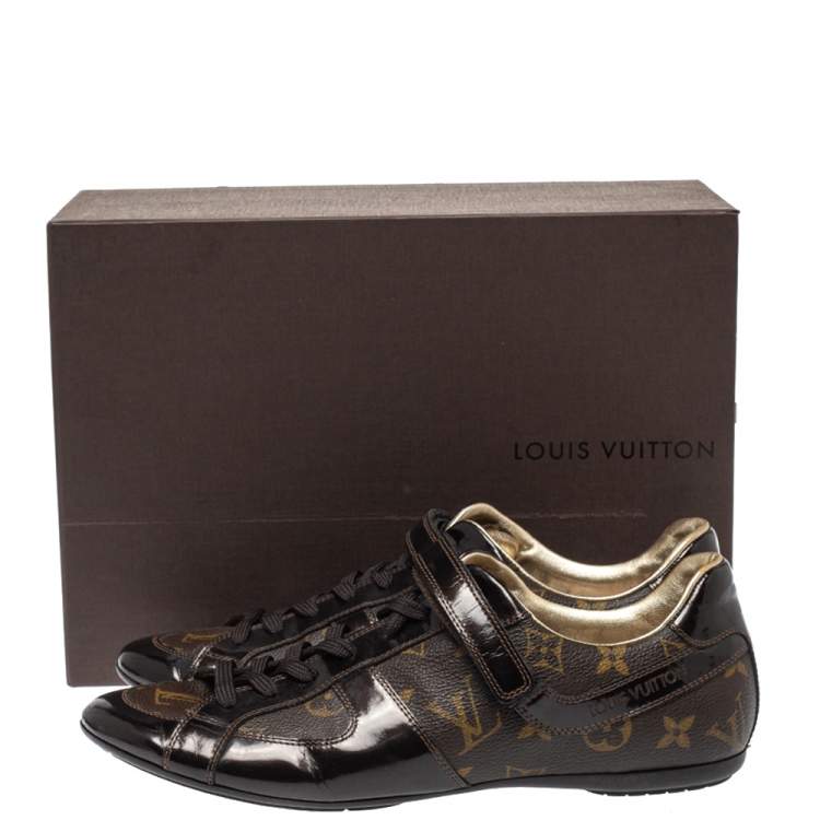Pre Owned Louis Vuitton Monogram Canvas and Pattern Leather Sneakers Size 38.5