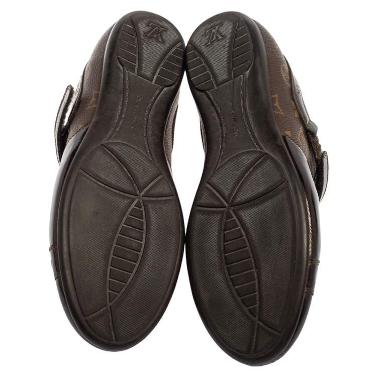 Pre Owned Louis Vuitton Brown Monogram Canvas And Patent Leather Sneakers Size 37
