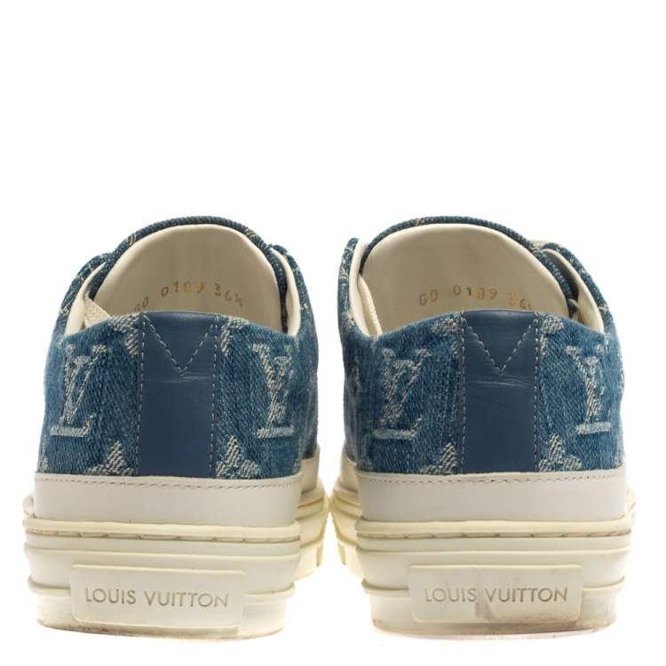 Pre Owned Louis Vuitton Blue/White Monogram Denim Stellar Low Top Sneakers Size 36.5