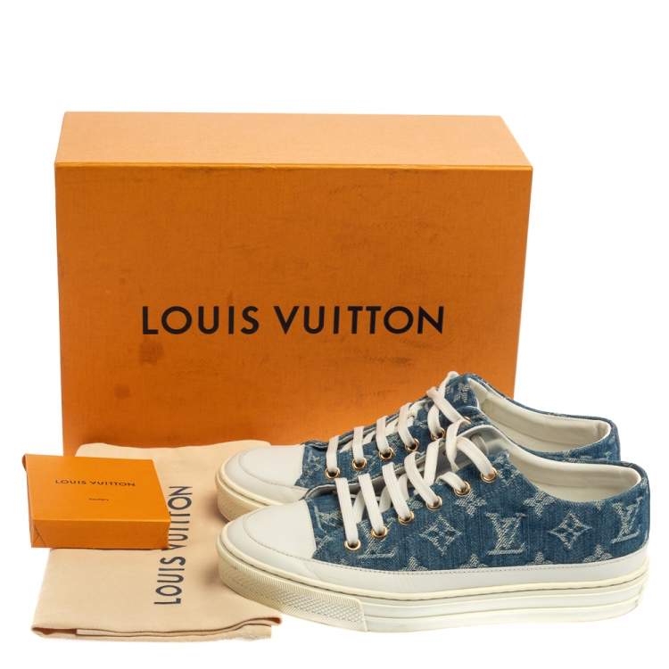 Pre Owned Louis Vuitton Blue/White Monogram Denim Stellar Low Top Sneakers Size 36.5