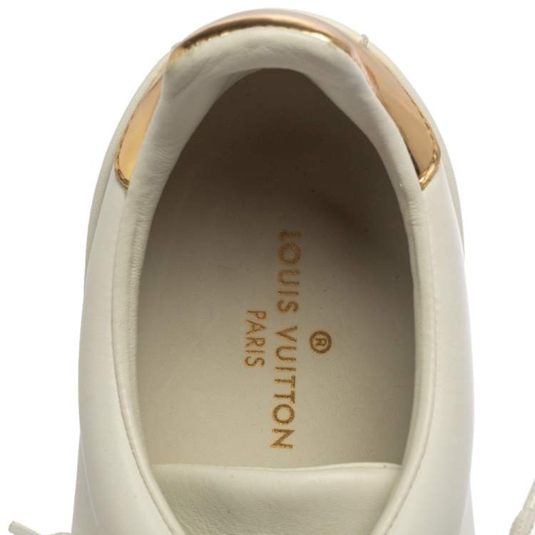 مملوكة مسبقًا Louis Vuitton White/Gold Leather Frontrow Low Top Sneakers Size 39