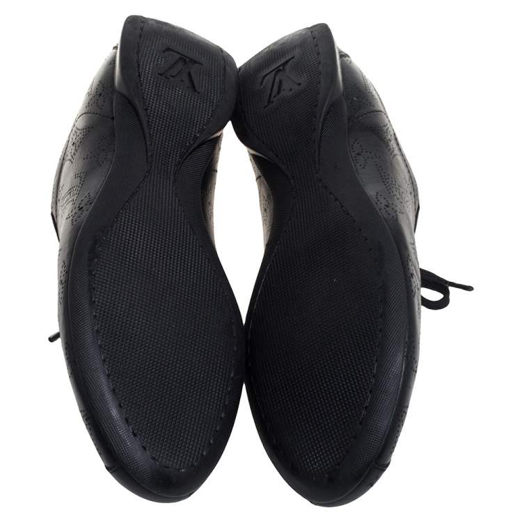 Pre Owned Louis Vuitton Black Perforated Leather Low Top Sneakers Size 39