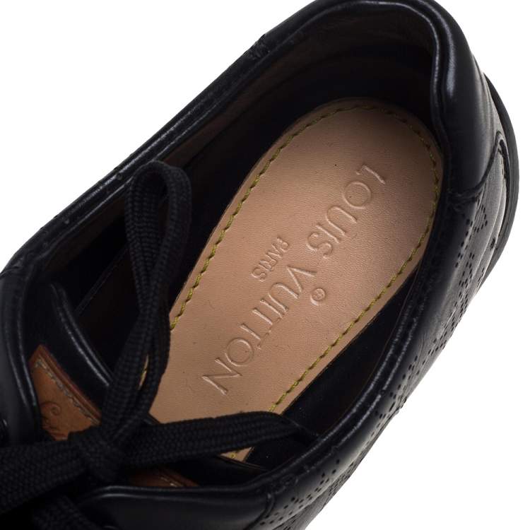 Pre Owned Louis Vuitton Black Perforated Leather Low Top Sneakers Size 39