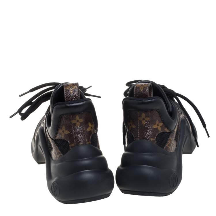 Pre Owned Louis Vuitton Black Monogram Canvas And Mesh Archlight Sneakers Size 36