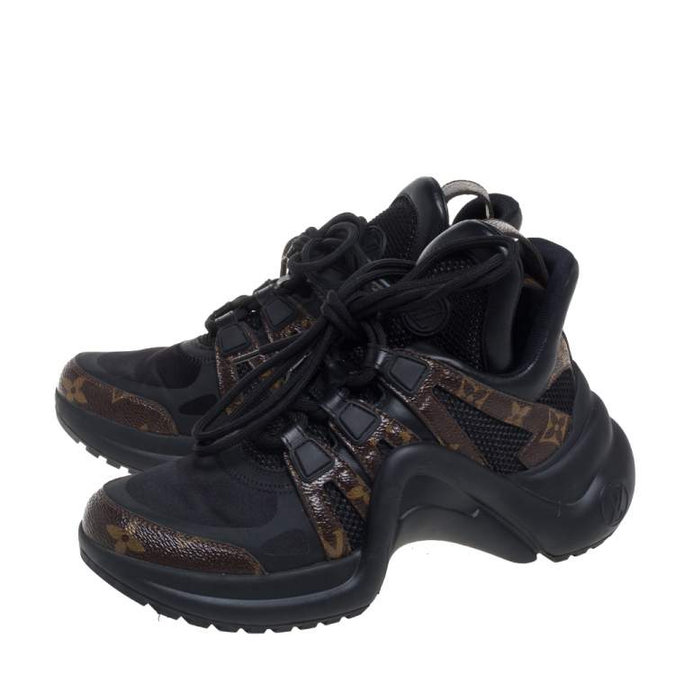 Pre Owned Louis Vuitton Black Monogram Canvas And Mesh Archlight Sneakers Size 36