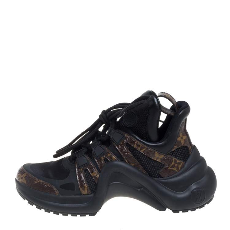 Pre Owned Louis Vuitton Black Monogram Canvas And Mesh Archlight Sneakers Size 36