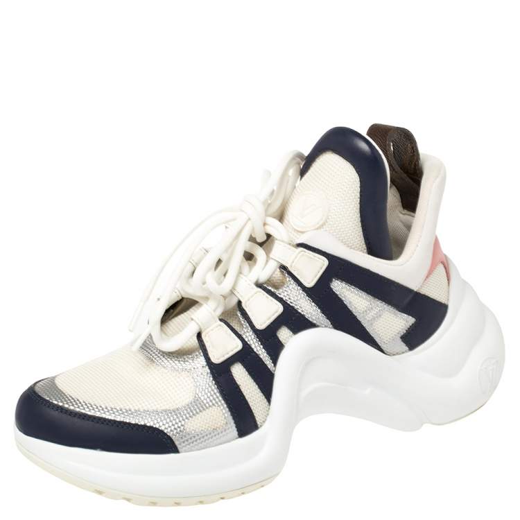 Louis Vuitton Navy Blue/White Mesh And Leather Archlight Low Top