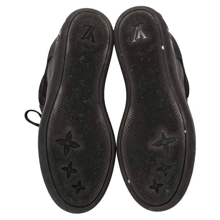 Pre Owned  Louis Vuitton Black Monogram Suede And Leather Millenium Wedge Sneakers Size 38