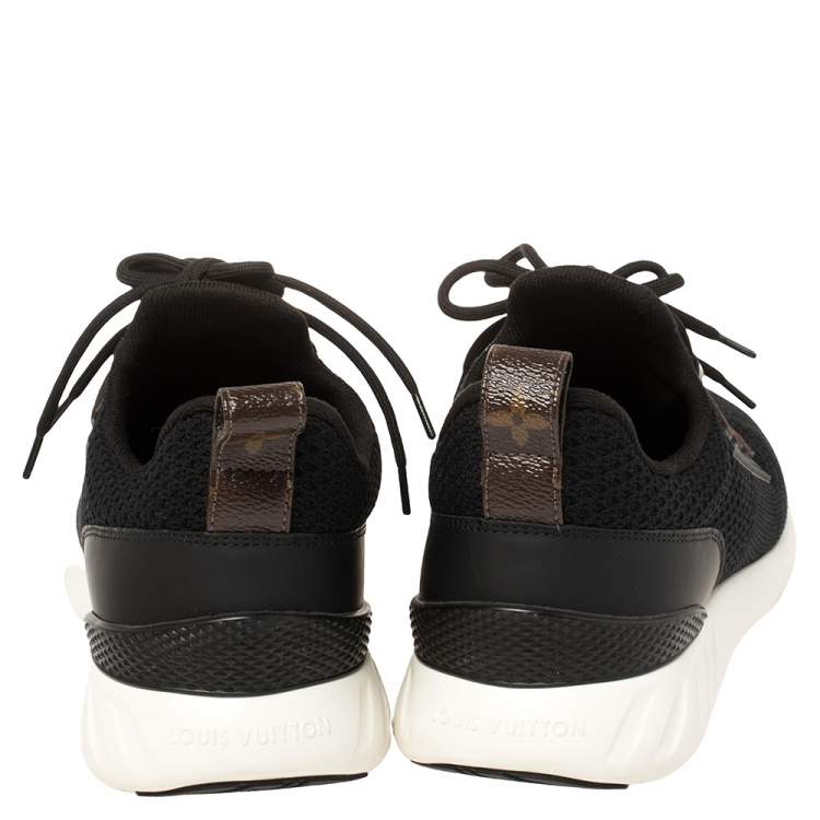 Pre Owned Louis Vuitton Black Mesh And Monogram Leather Sneakers Size 41