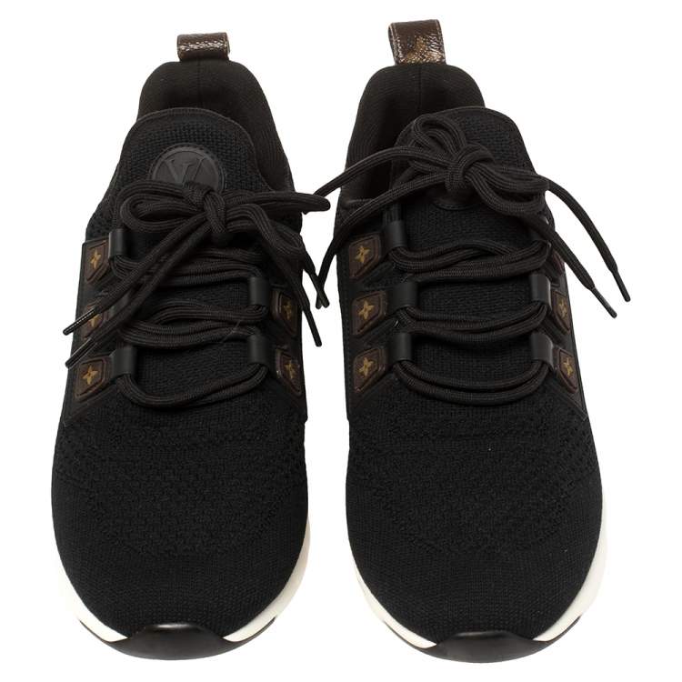 Pre Owned Louis Vuitton Black Mesh And Monogram Leather Sneakers Size 41