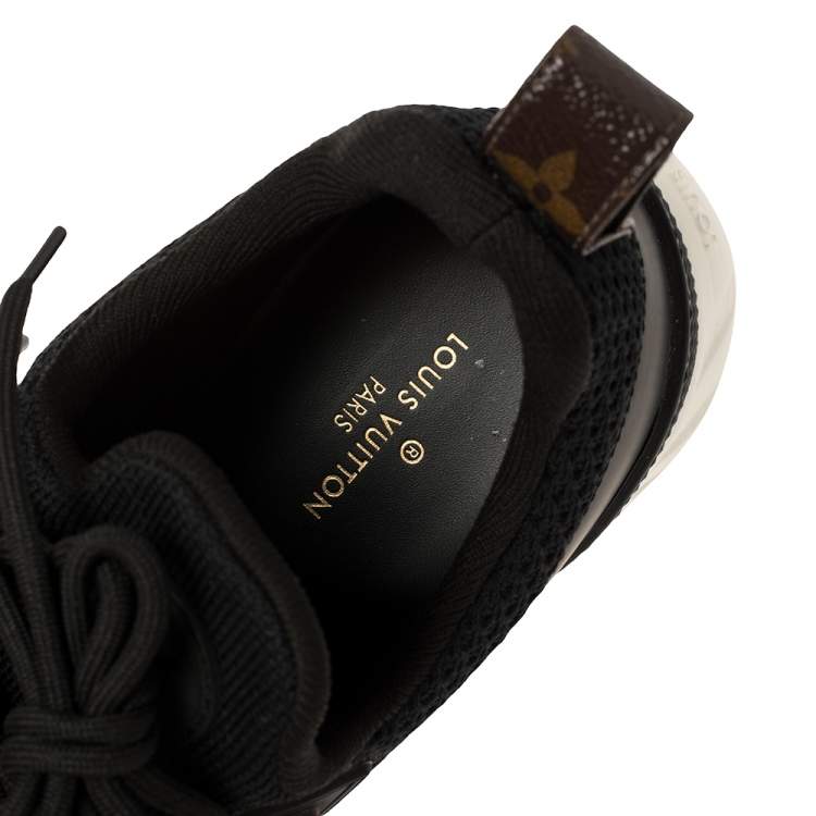 Pre Owned Louis Vuitton Black Mesh And Monogram Leather Sneakers Size 41