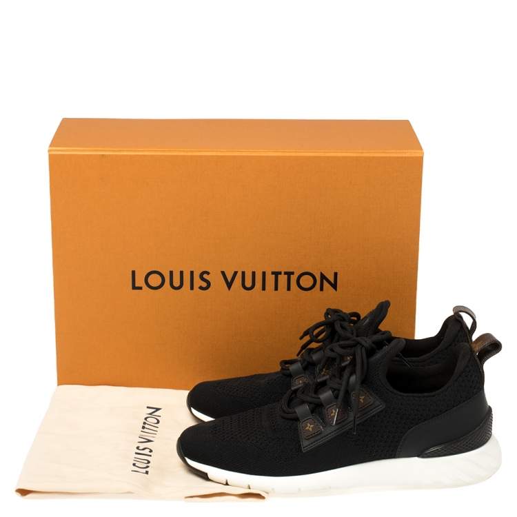 Pre Owned Louis Vuitton Black Mesh And Monogram Leather Sneakers Size 41
