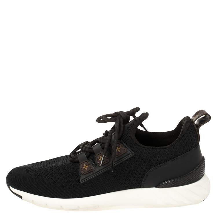 Pre Owned Louis Vuitton Black Mesh And Monogram Leather Sneakers Size 41