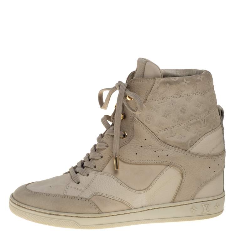 Louis Vuitton Beige Monogram Embossed Suede And Leather Cliff Wedge  Sneakers Size 38.5 Louis Vuitton | The Luxury Closet