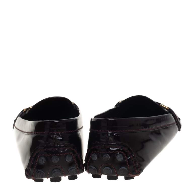 مملوكة مسبقًا Louis Vuitton Burgundy Amarante Patent Leather Oxford Slip On Loafers Size 38