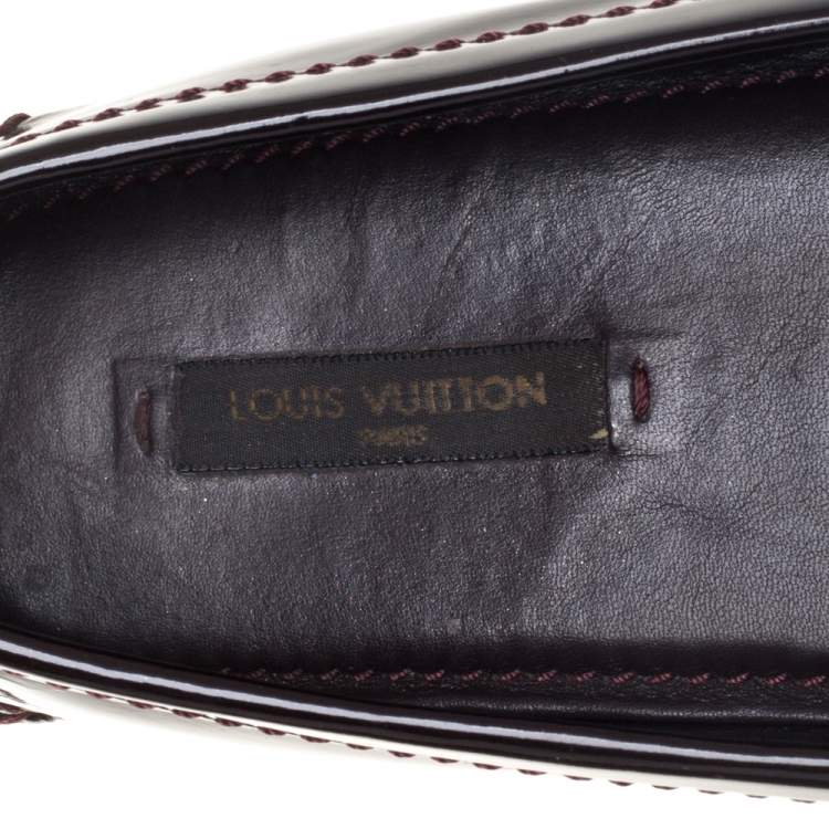 مملوكة مسبقًا Louis Vuitton Burgundy Amarante Patent Leather Oxford Slip On Loafers Size 38