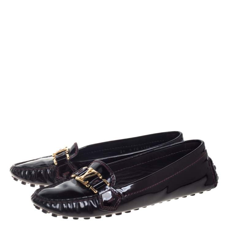 مملوكة مسبقًا Louis Vuitton Burgundy Amarante Patent Leather Oxford Slip On Loafers Size 38