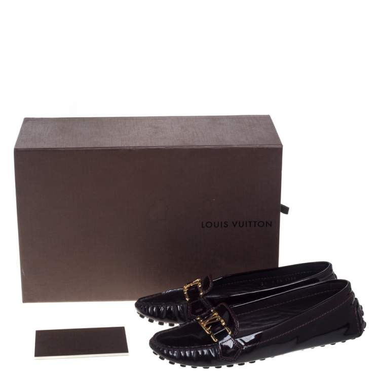 مملوكة مسبقًا Louis Vuitton Burgundy Amarante Patent Leather Oxford Slip On Loafers Size 38