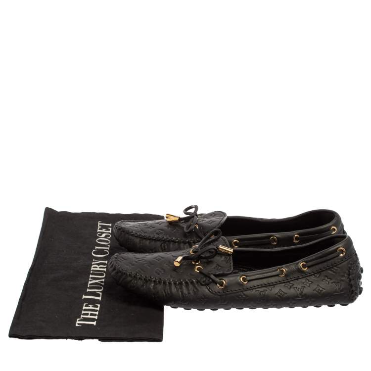 مملوكة مسبقًا Louis Vuitton Black Monogram Empreinte Leather Gloria Loafers Size 39