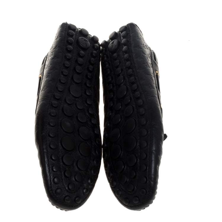 Pre Owned Louis Vuitton Black Monogram Empreinte Leather Gloria Loafers Size 40