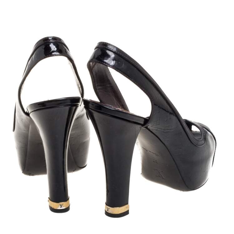 Pre Owned Louis Vuitton Amarante Monogram Vernis Tamara Slingback Sandals Size 37