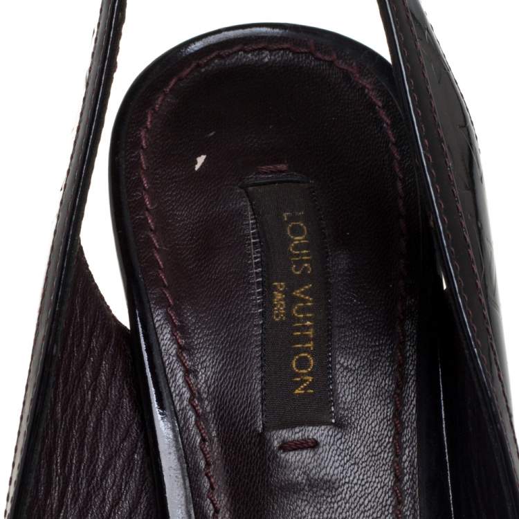 Pre Owned Louis Vuitton Amarante Monogram Vernis Tamara Slingback Sandals Size 37