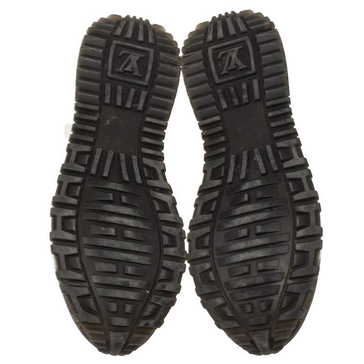 Pre Owned Louis Vuitton White/Brown Monogram Canvas And Mesh Reverse Run Away Sneakers Size 37.5