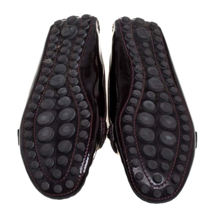 Pre Owned Louis Vuitton Burgundy Patent Leather Oxford Loafers Size 39