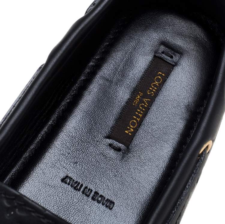 Pre Owned Louis Vuitton Black Monogram Empreinte Leather Gloria Loafers Size 36.5