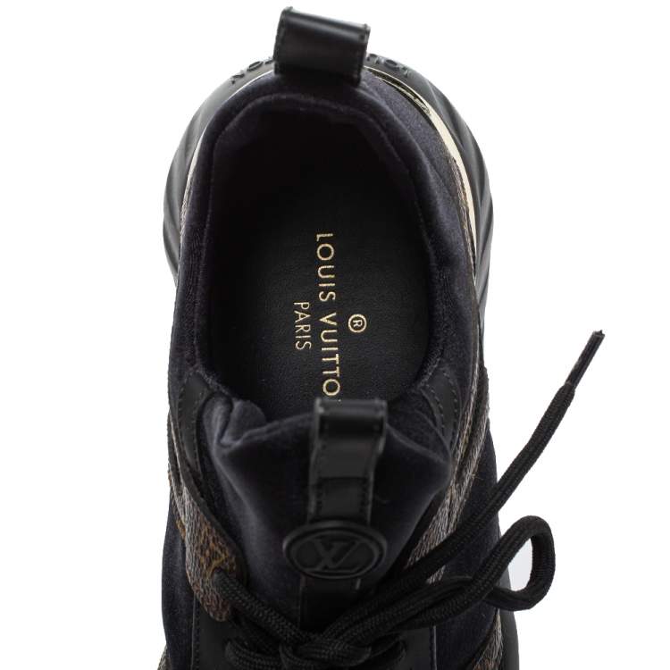 Pre Owned Louis Vuitton Black/Brown Fabric And Monogram Canvas Aftergame Sneakers Size 36