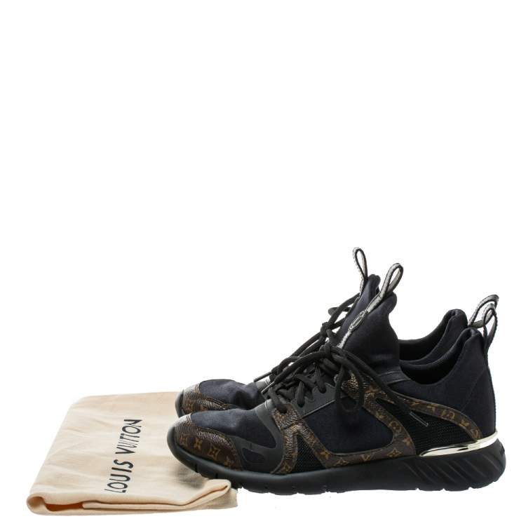 Pre Owned Louis Vuitton Black/Brown Fabric And Monogram Canvas Aftergame Sneakers Size 36