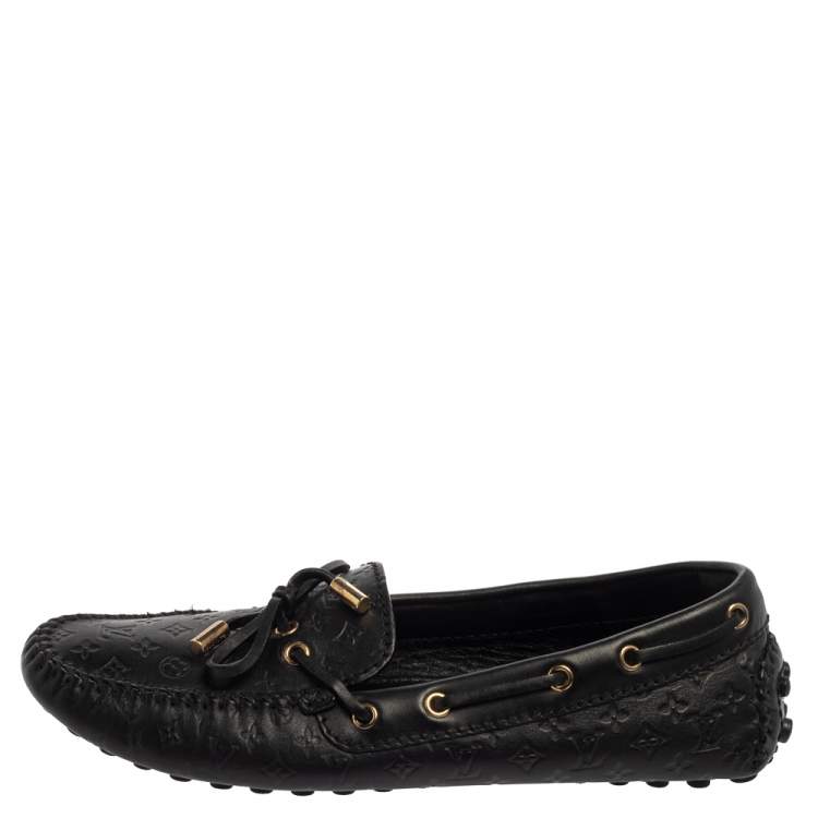 مملوكة مسبقًا Louis Vuitton Black Monogram Leather Gloria Loafers Size 38