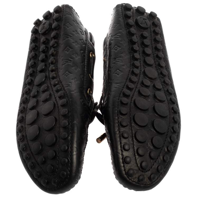 مملوكة مسبقًا Louis Vuitton Black Monogram Leather Gloria Loafers Size 38