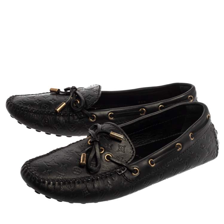مملوكة مسبقًا Louis Vuitton Black Monogram Leather Gloria Loafers Size 38
