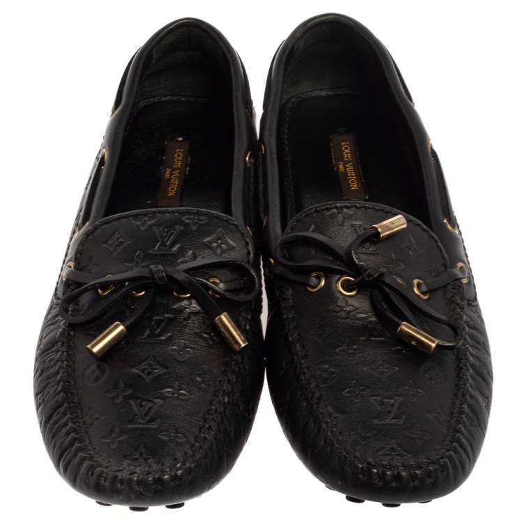 مملوكة مسبقًا Louis Vuitton Black Monogram Leather Gloria Loafers Size 38