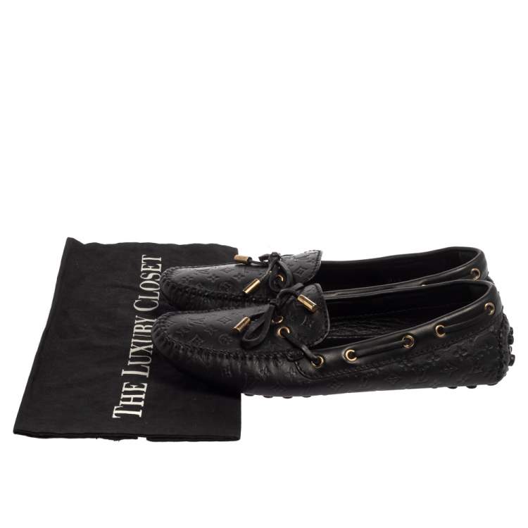 مملوكة مسبقًا Louis Vuitton Black Monogram Leather Gloria Loafers Size 38