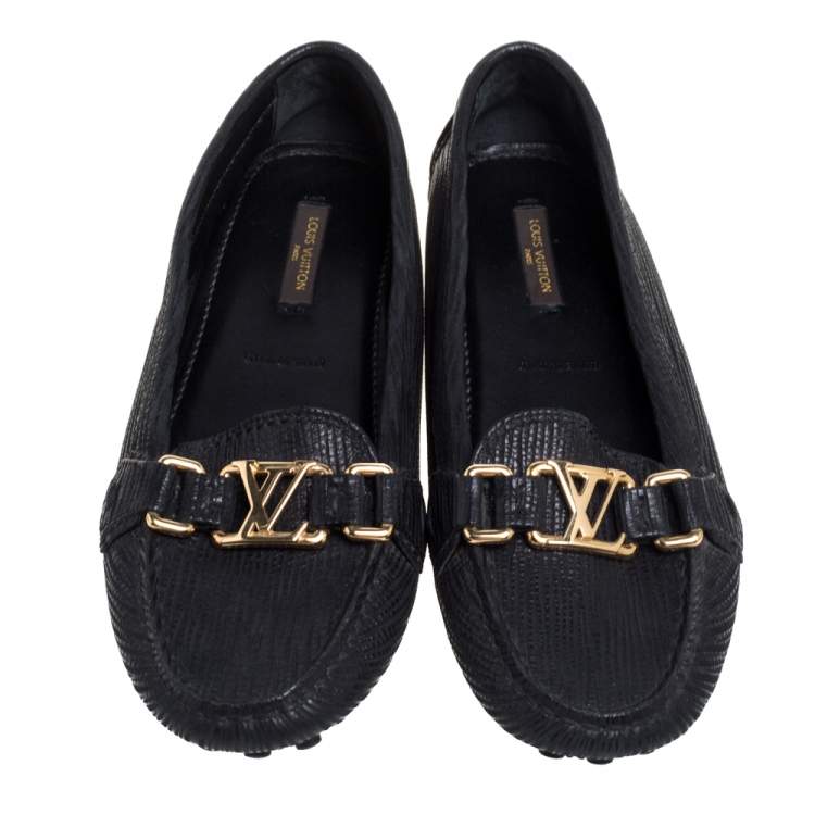 مملوكة مسبقًا Louis Vuitton Black Epi Leather Oxford Loafers Size 36.5