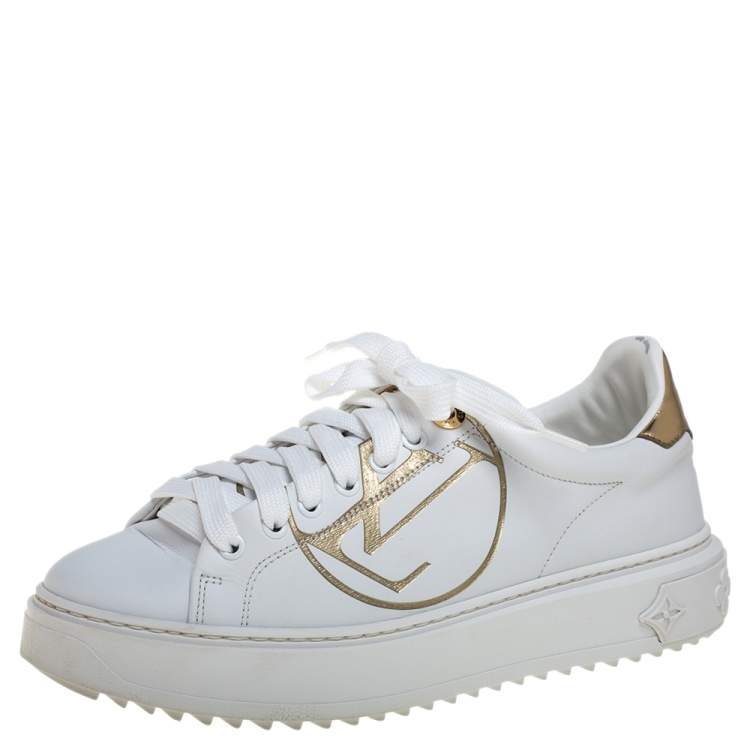 Louis Vuitton White Leather Time Out Sneakers Size 37 Louis