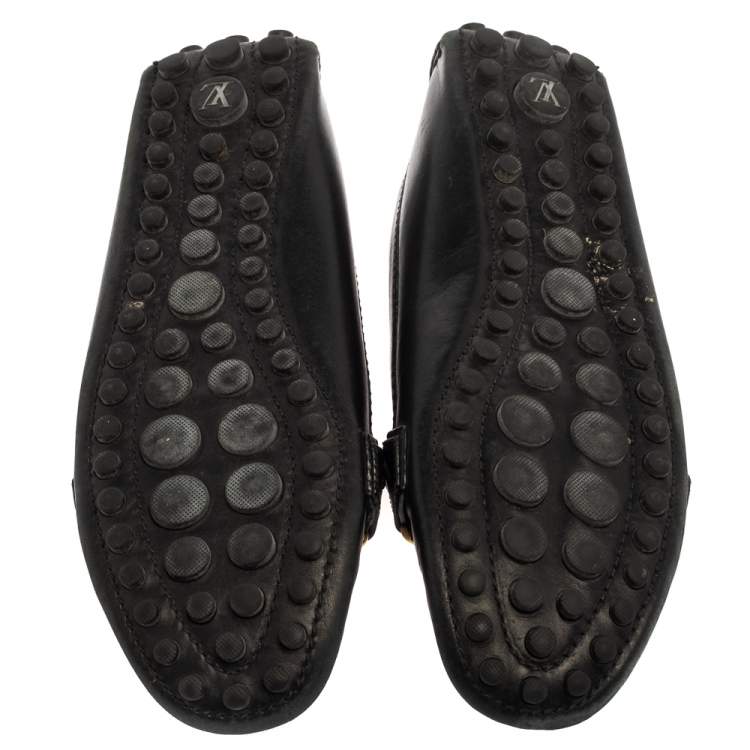 Pre Owned Louis Vuitton Black Leather Oxford Loafers Size 36.5