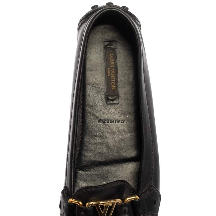 Pre Owned Louis Vuitton Black Leather Oxford Loafers Size 36.5