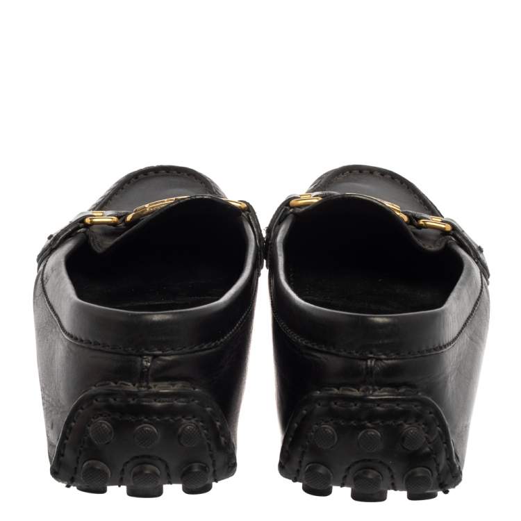 Pre Owned Louis Vuitton Black Leather Oxford Loafers Size 36.5