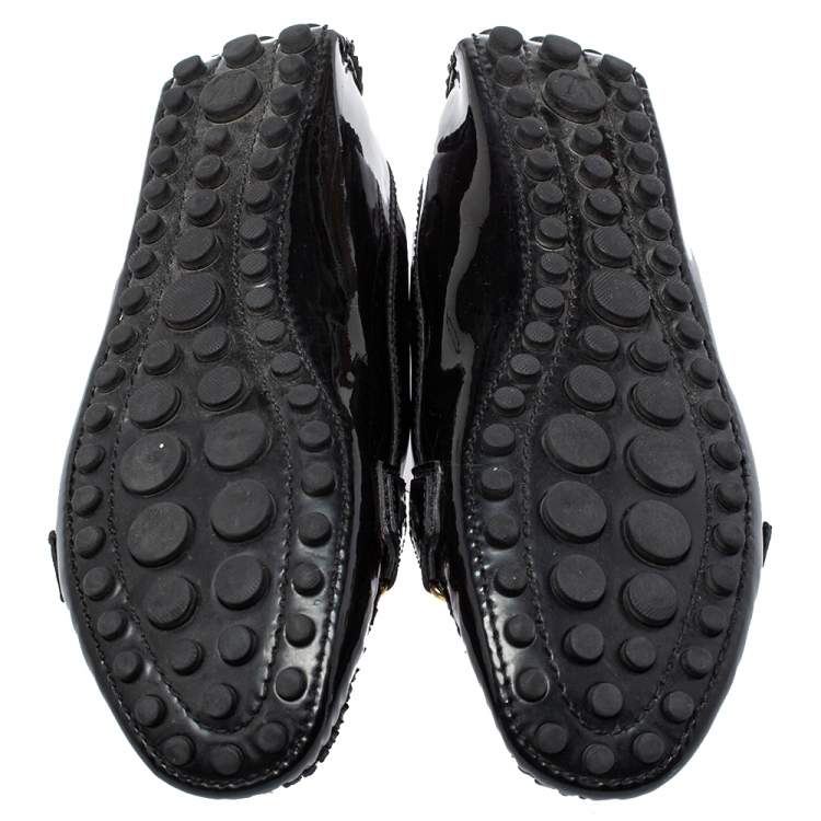 Pre Owned Louis Vuitton Black Patent Leather Oxford Slip On Loafers Size 38