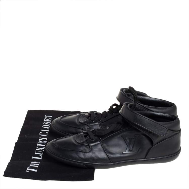Pre Owned Louis Vuitton Black  Leather Vintage Velcro Strap Sneaker Size 38.5